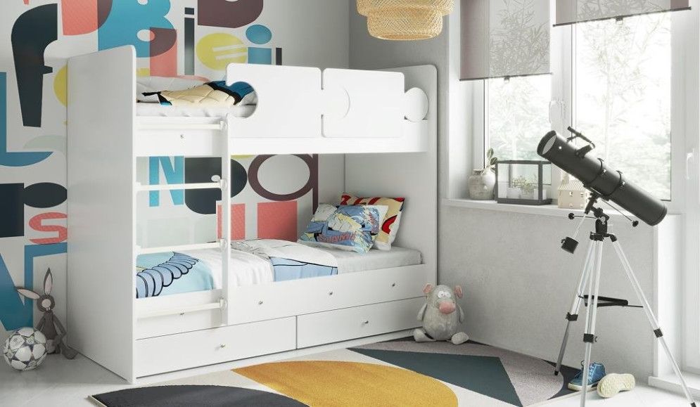 Кровать двухъярусная Тетрис, белый 