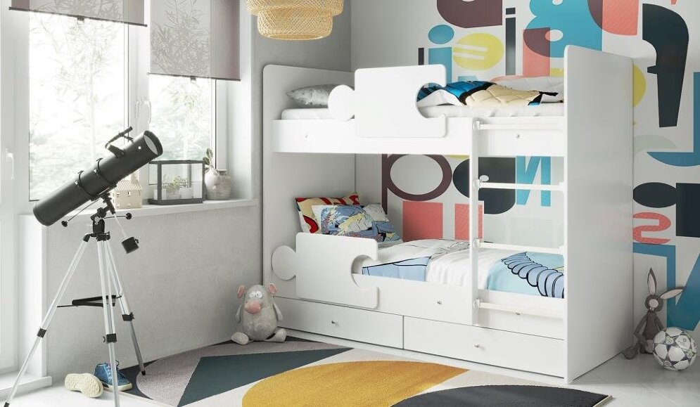 Кровать двухъярусная Тетрис, белый 