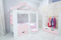 Кровать Теремок белый-розовый  