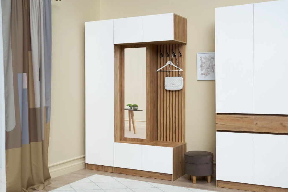 Прихожая Роджина, дуб крафт / белый глянец 