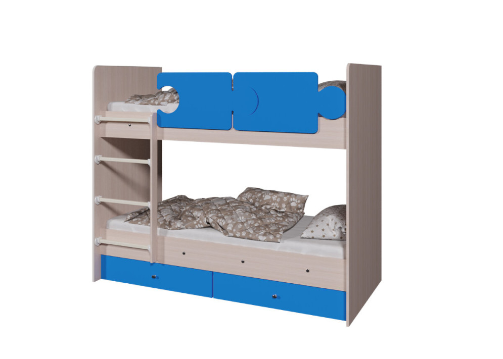 Кровать двухъярусная Тетрис, дуб млечный 