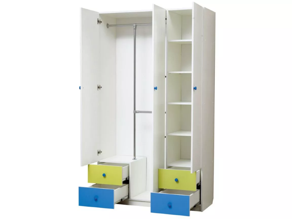 Шкаф 3-х дверный с ящиками, зеркалом и фотопечатью Совята 3.2 