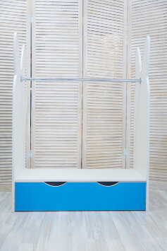 Стеллаж-вешалка Зайка, белый-лазурь 