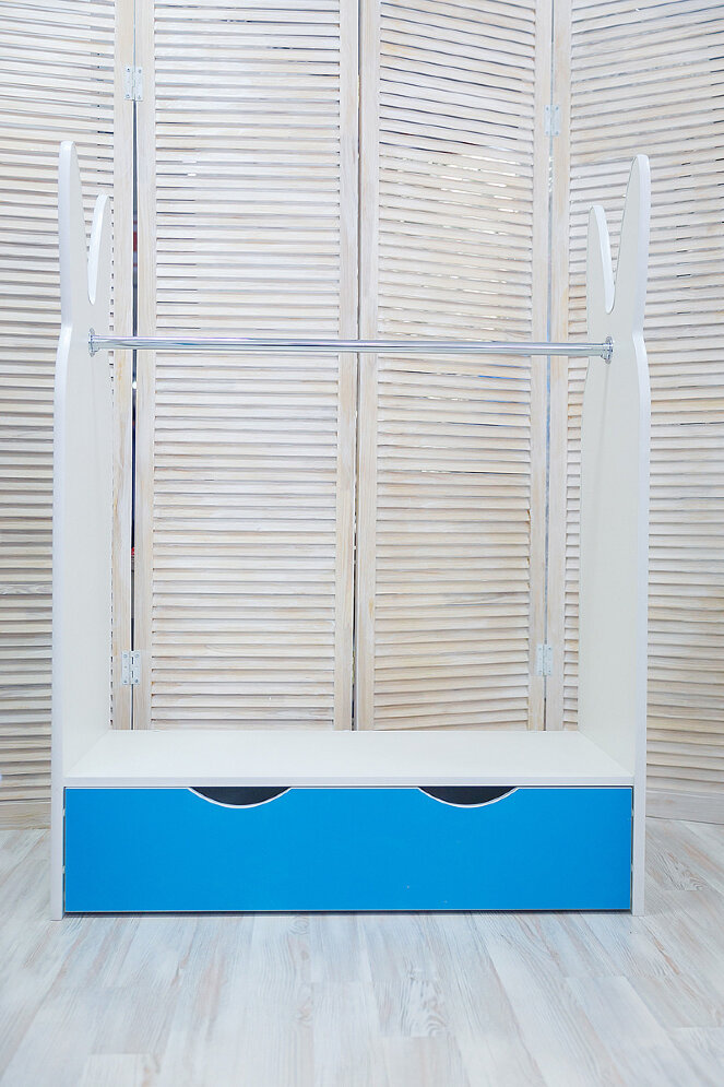 Стеллаж-вешалка Зайка, белый-лазурь  