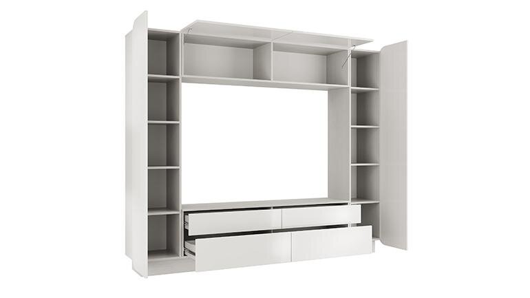 Стенка для гостиной Лаванда-2, белый глянец  