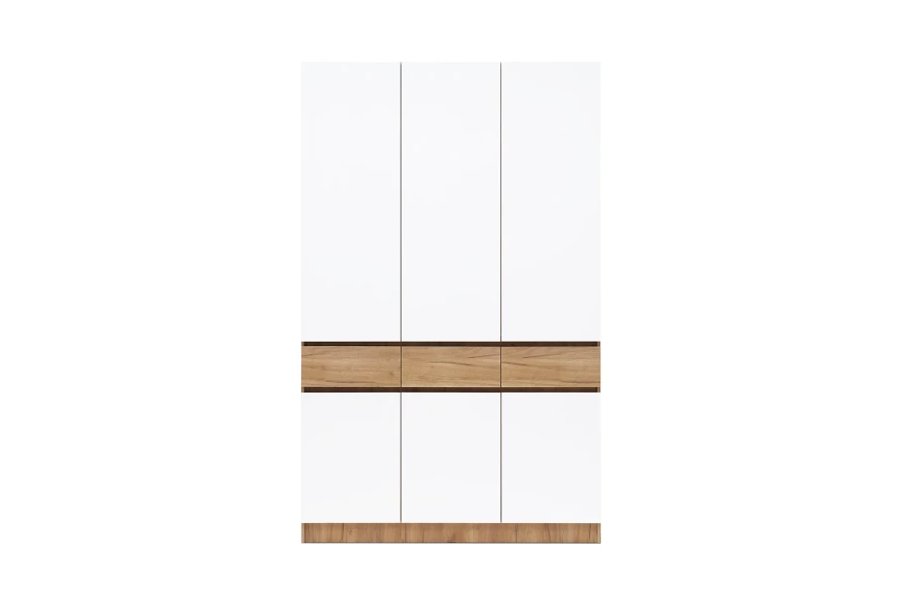 Шкаф трехстворчатый Роджина дуб крафт / белый глянец  