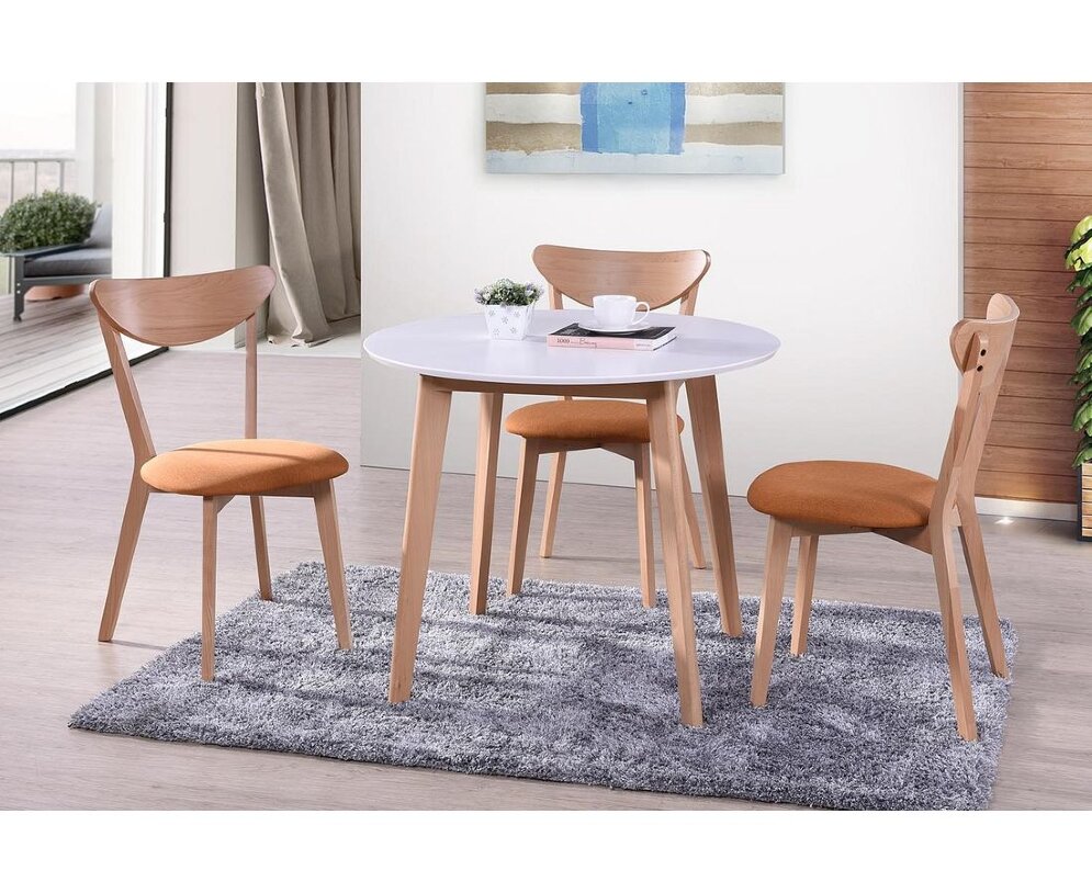 Стол обеденный BOSCO (Боско), белый/бук натуральный 10468