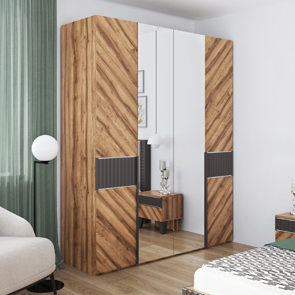 Шкаф четырехдверный с зеркалом Моника  