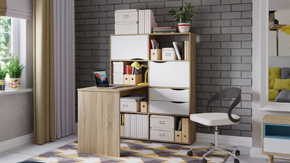 Стол письменный тип 7, дуб сонома/белый ясень 