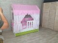 Детская кровать-домик двухъярусная выкатная 