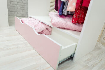 Стеллаж-вешалка Зайка, белый-розовый 