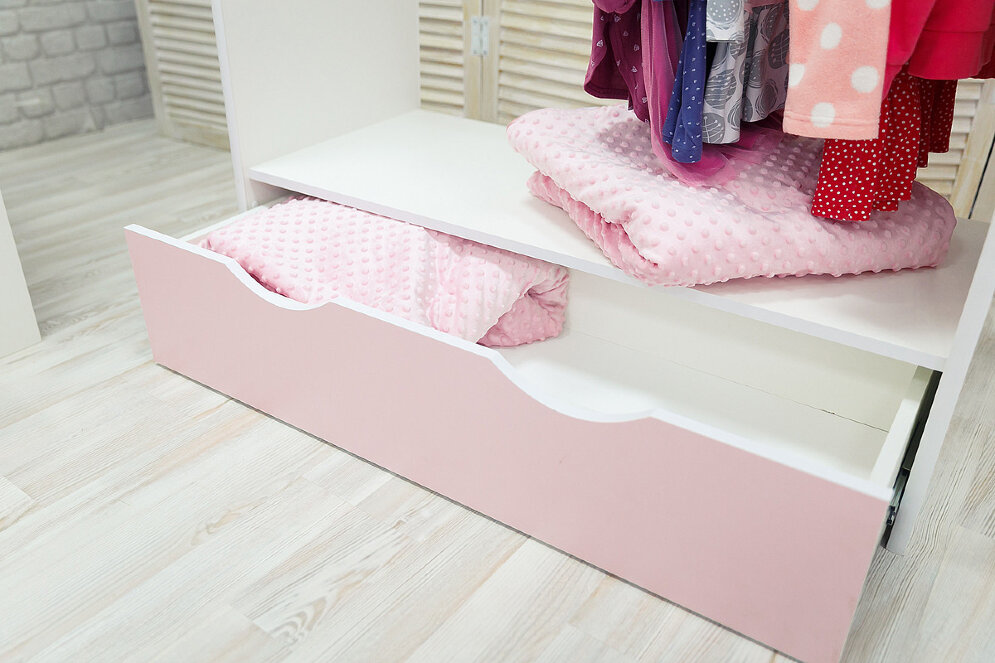 Стеллаж-вешалка Зайка, белый-розовый  