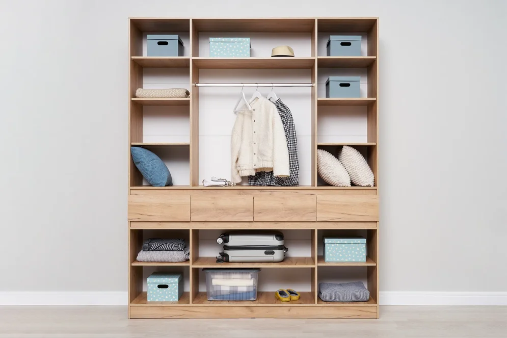 Шкаф четырехстворчатый Роджина дуб крафт / белый глянец   