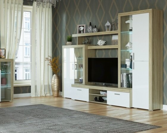 Гостиная Орландо, Сонома-Белый глянец 