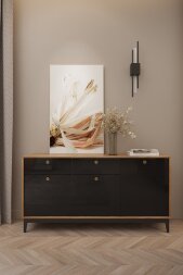 Комод КМ-1 Brass (Брасс), черный глянец