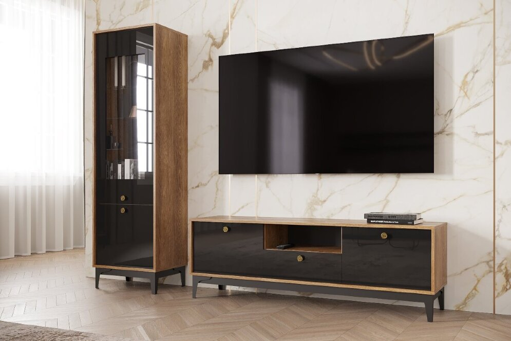 Комод КМ-1 Brass (Брасс), черный глянец 