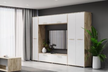 Шкаф 2-х дверный Флорида, Белый, Серый дуб