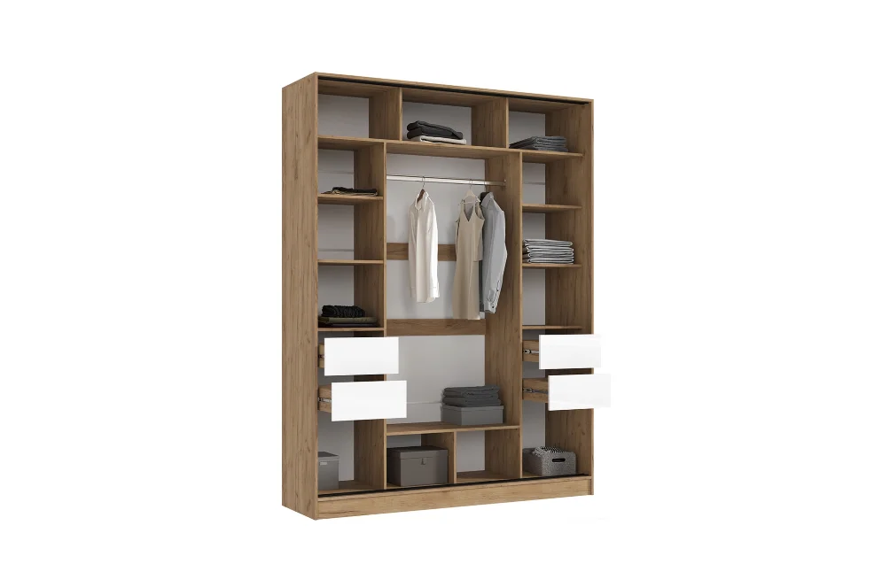 Шкаф-купе Роджина дуб крафт / белый глянец 