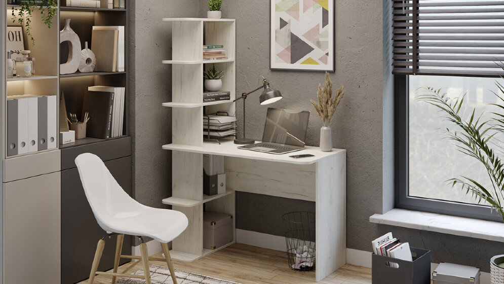 Стол письменный тип 4, Дуб Крафт Белый 