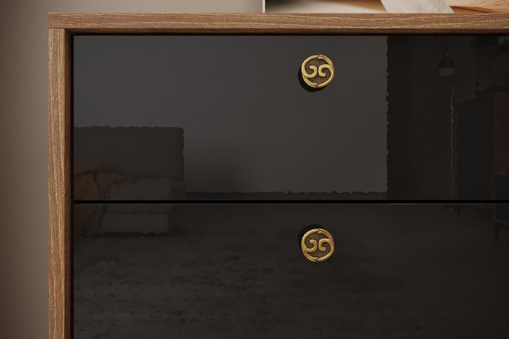 Комод КМ-2 Brass (Брасс), черный глянец  