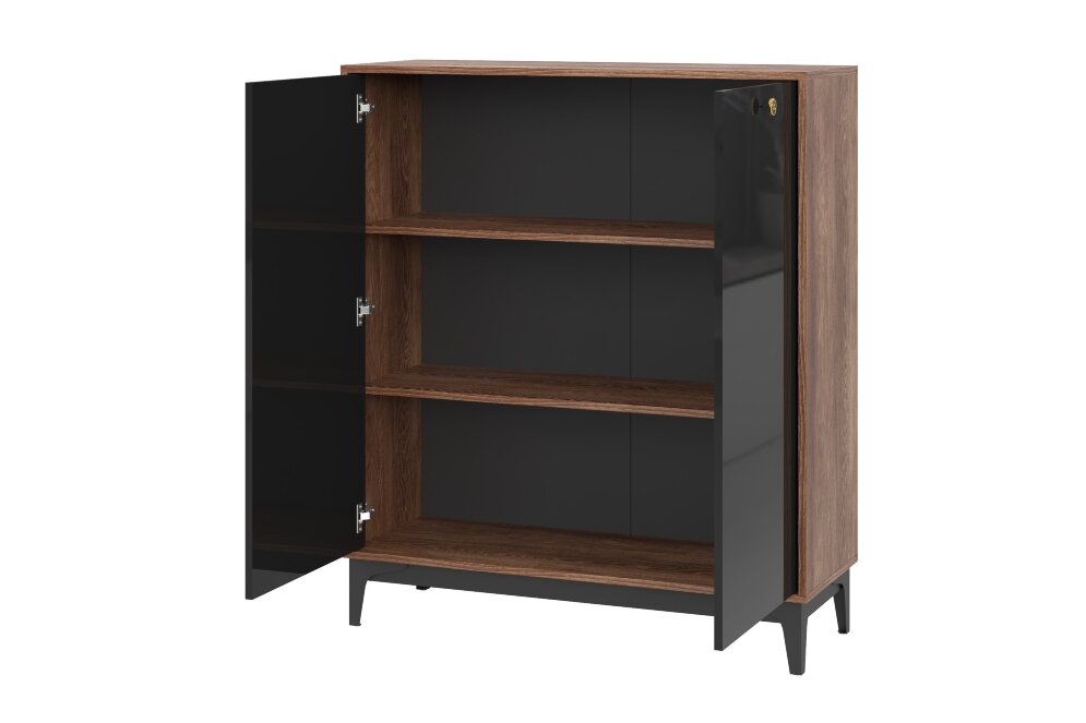 Комод КМ-2 Brass (Брасс), черный глянец  