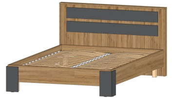 Кровать двуспальная Ленора, Дуб вотан/Графит
