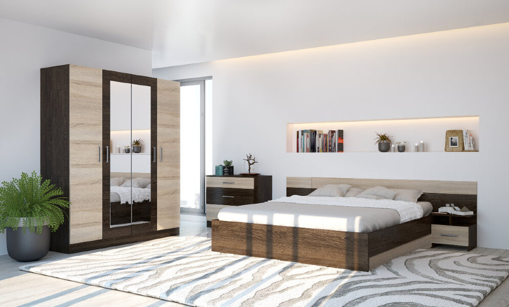 Спальня Леси с 4х-створчатым шкафом, кантерберри 