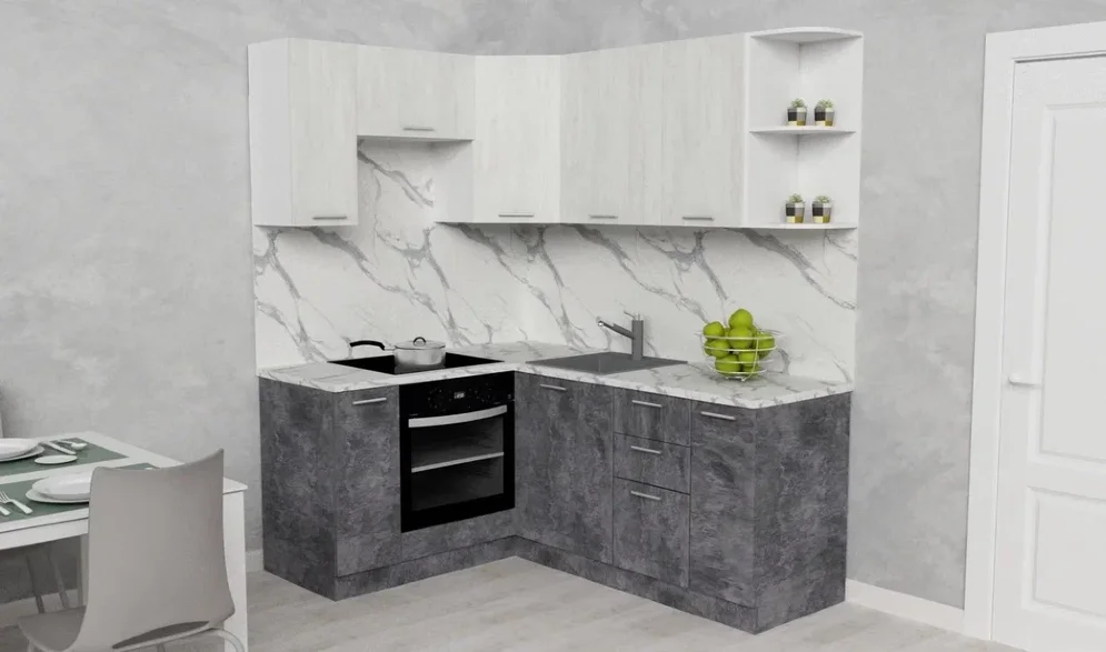 Модульная кухня АТР, цемент светлый/цемент темный (150х170 см)  