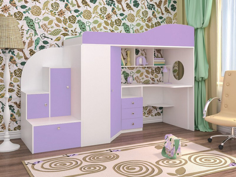 Кровать-чердак Кадет 1, Венге/Дуб  