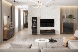 Комод КМ-3 Brass (Брасс), черный глянец  