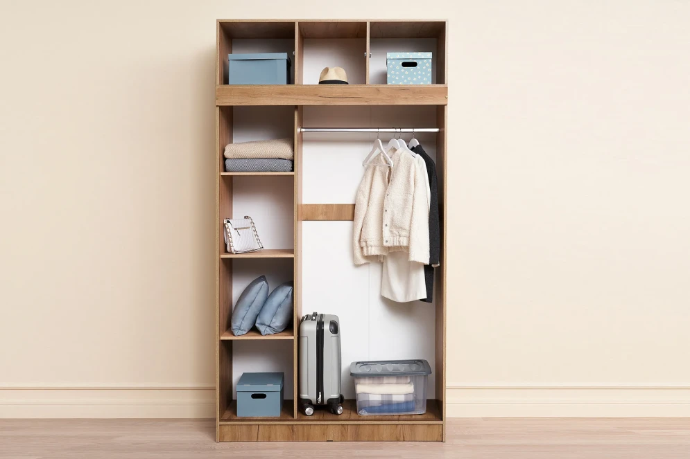 Шкаф-купе с антресолью Роджина дуб крафт / белый глянец  