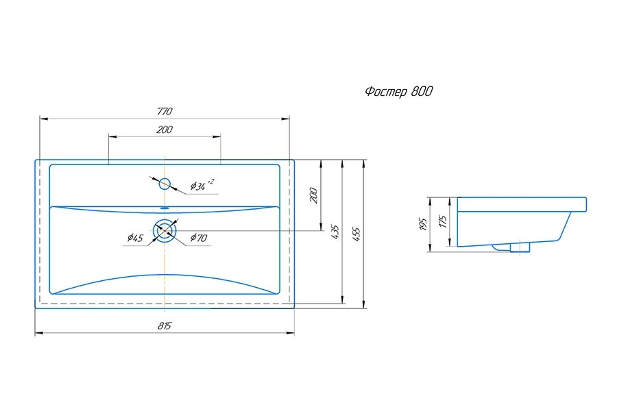 Умывальник мебельный Фостер 80 Kirovit  