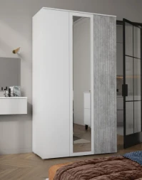 Шкаф трехстворчатый Ливерпуль, белый /бетон светлый