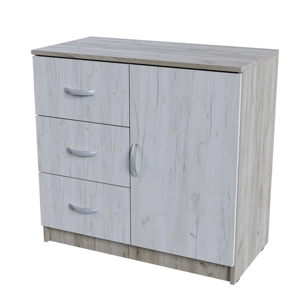 Комод с 3 ящиками и 1 створкой Басса, крафт серый 