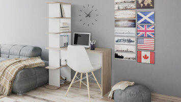 Стол письменный тип 4, Дуб Сонома/Белый Ясень