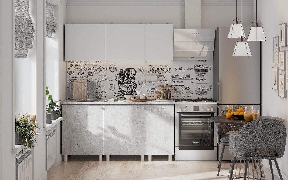 Кухонный гарнитур КГ-1(1,6 м) Цемент светлый 