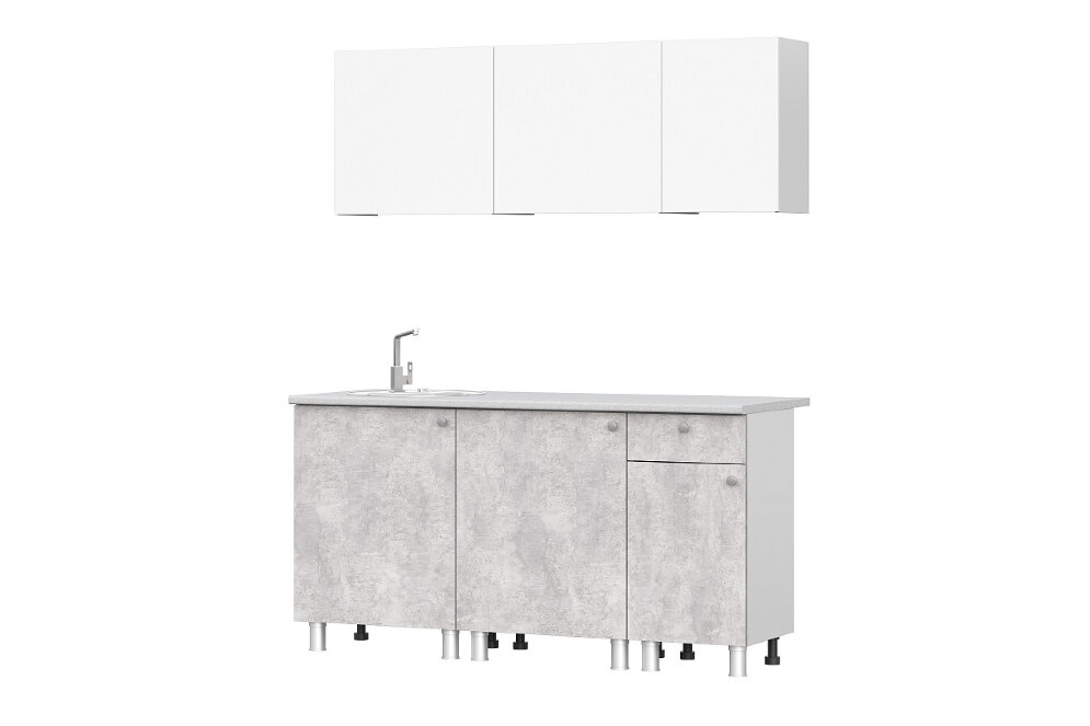 Кухонный гарнитур КГ-1(1,6 м) Цемент светлый 