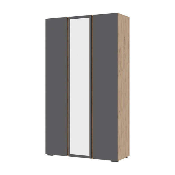 Шкаф 3-х створчатый ШК-02 с зеркалом Хелен, Графит 