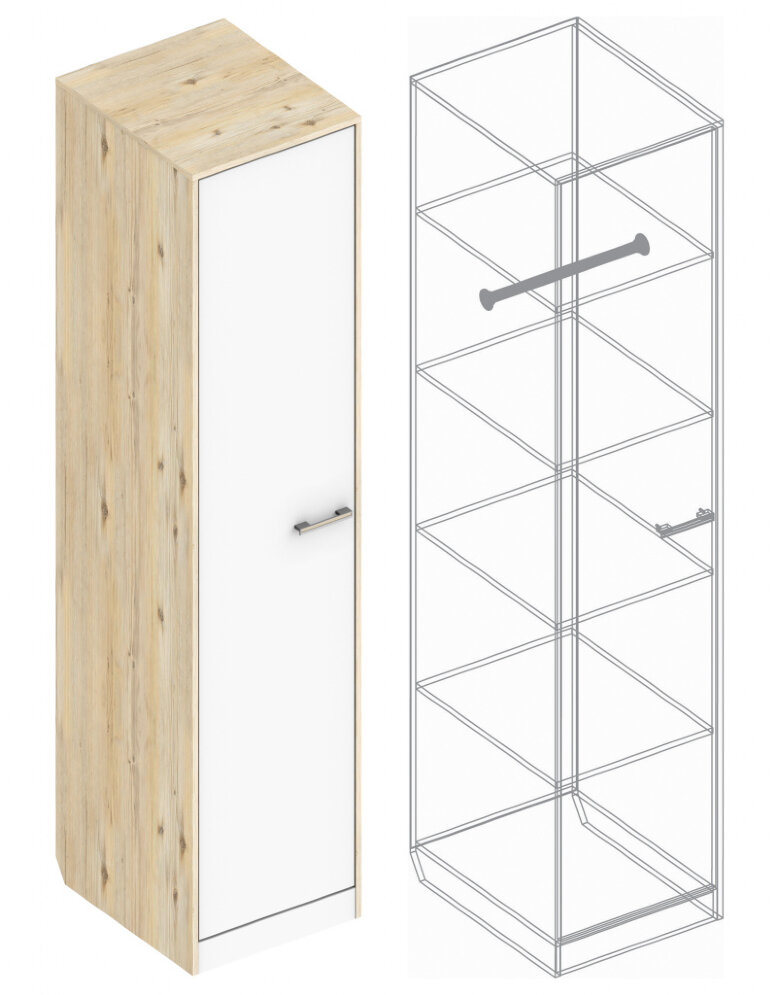 Пенал Милана, Гаскон пайн + Белый лофт 