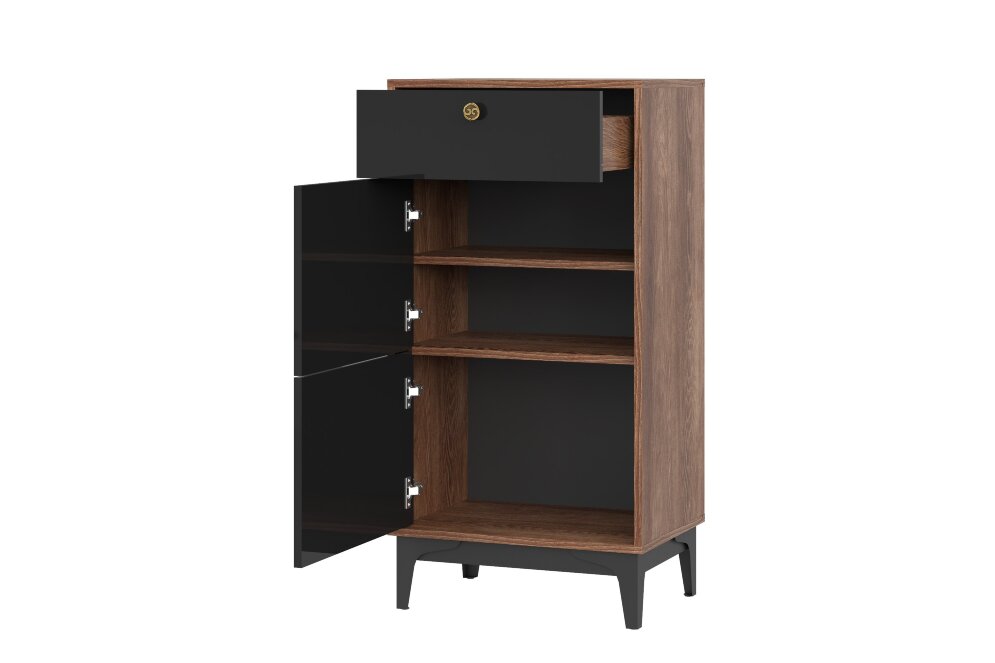 Комод КМ-4 Brass (Брасс), черный глянец 