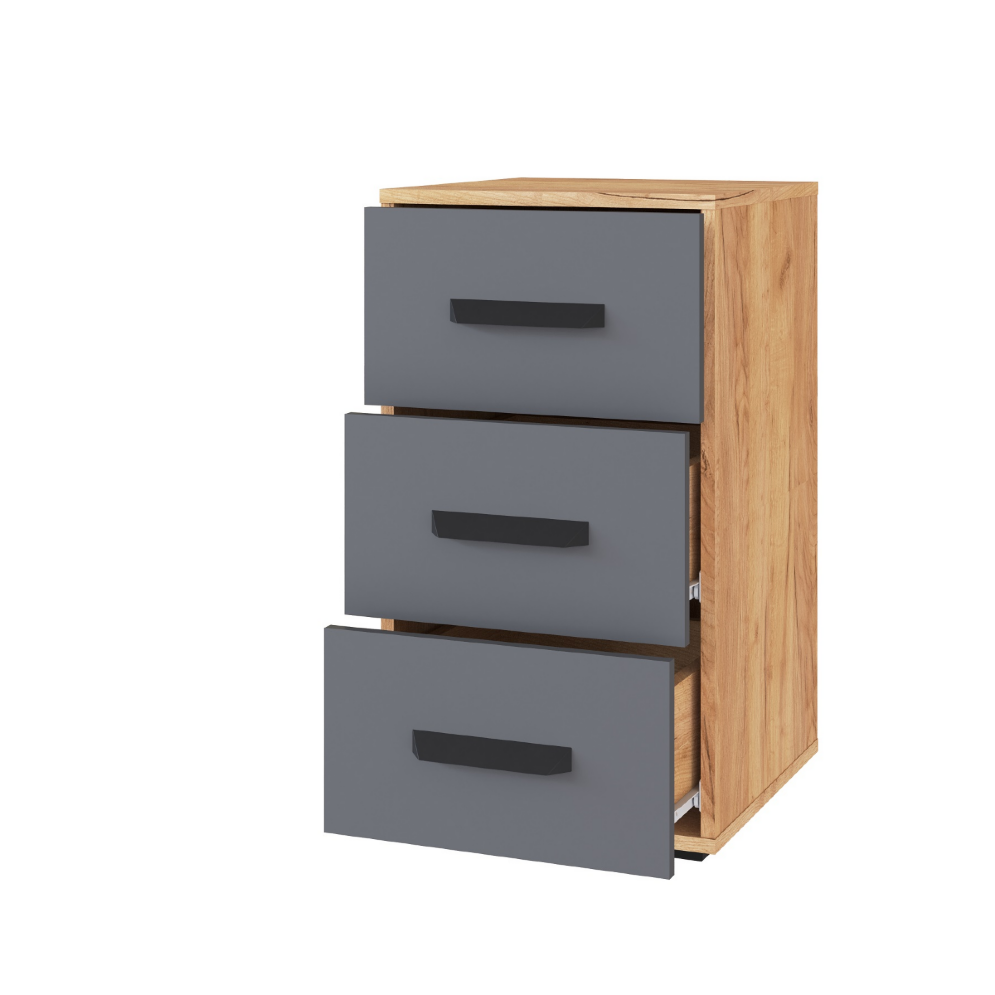 Тумба с ящиками Квартет-13, Дуб крафт золотой/Графит 