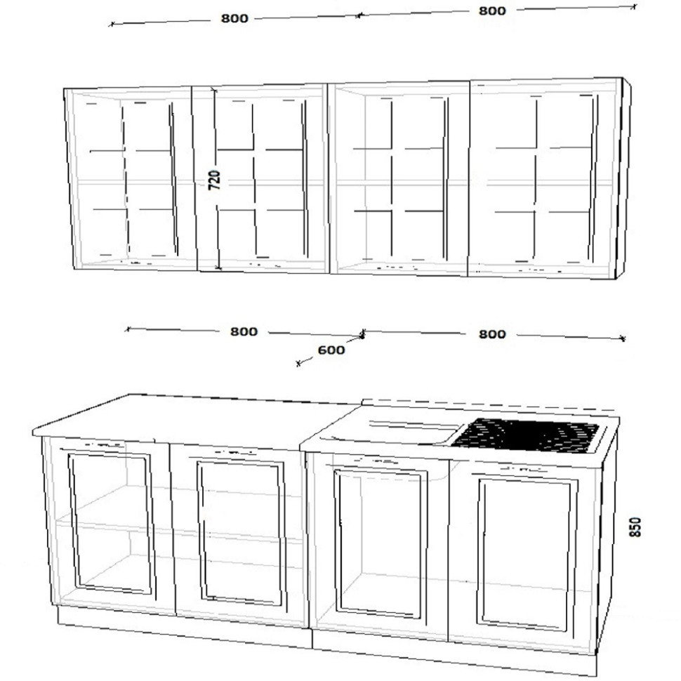 Кухонный гарнитур Белый Вегас, 1600 мм (арт.6) 