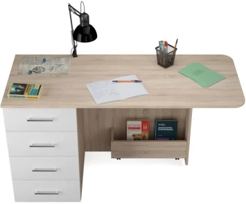 Стол письменный раскладной тип 5, Дуб Сонома/Белый ясень