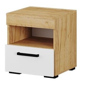 Тумба прикроватная Адель, дуб крафт золотой + белый 