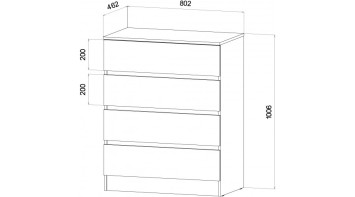 Комод 4 ящика Ленора, Дуб вотан/Графит