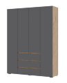 Шкаф 4-х створчатый ШК-05 с ящиками Хелен, Графит 