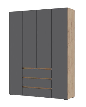 Шкаф 4-х створчатый ШК-05 с ящиками Хелен, Графит