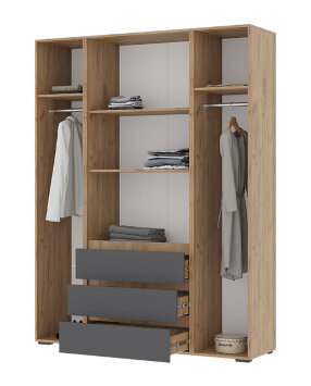 Шкаф 4-х створчатый ШК-05 с ящиками Хелен, Графит