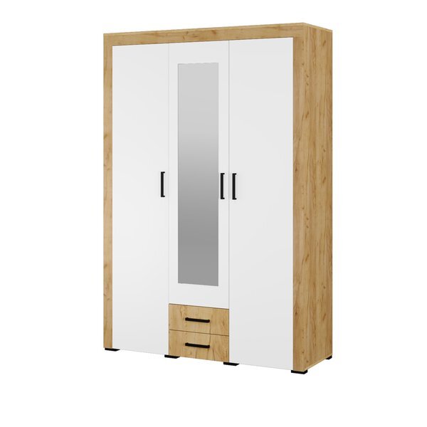 Шкаф 3х-створчатый Адель, дуб крафт золотой + белый 