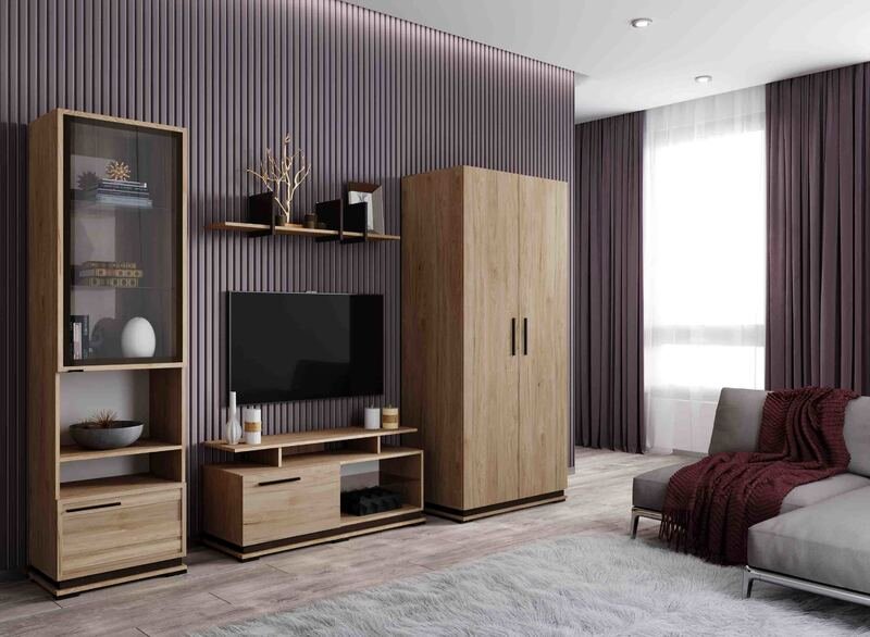 Тумба под ТВ Модена МТ-1, гикори - венге 